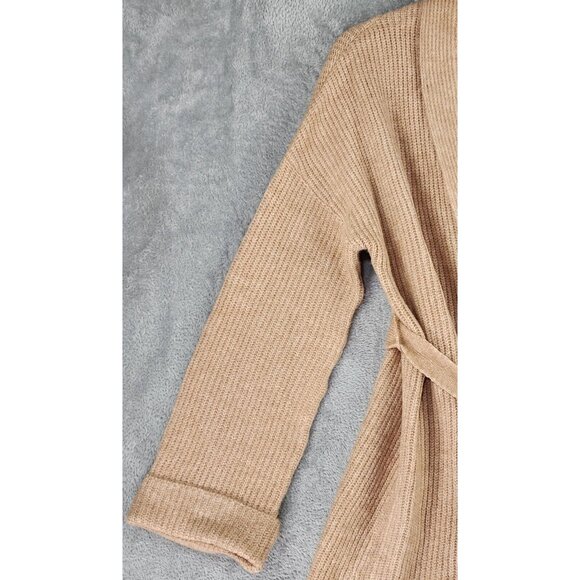 Lulus Sweater Womens Small Peach/Brown Long Sleeve Belted Open Front Cardigan - Picture 10 of 11